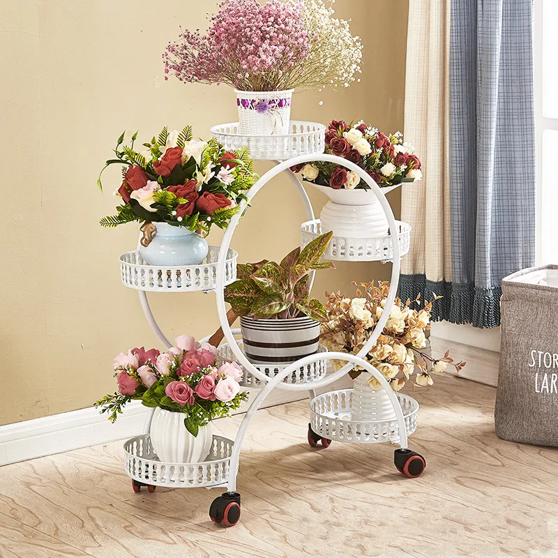 6 Tier Versatile Indoor Plant Shelf With Universal Wheel Decorative 1
