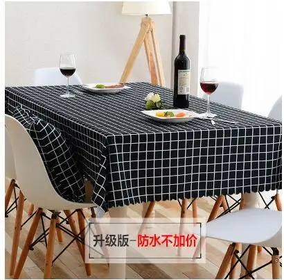 Художественная решетка скатерть для стола льняная скатерть водонепроницаемый стол прямоугольные кофейные мантелы подгузники - Цвет: black