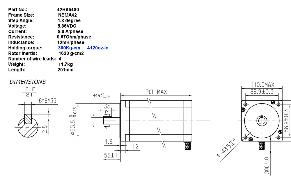 1 Ось Nema42 двигателя 4120oz-in 42HS6480 драйвер DM2722A 8A 110-230VAC жаждет двигателя