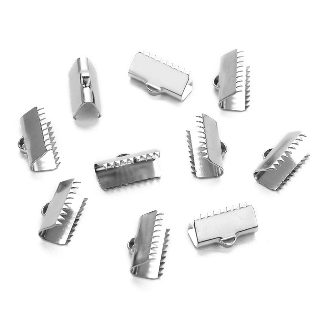 20Pcs Iron Ribbon Ends Bracelet Crimp Clamp End Findings Cord Ends Fasteners Clasp Leather Ends Jewelry Making Findings