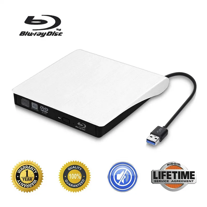 USB 3,0 Bluray привод CD DVD RW ГОРЕЛКА писатель Blu ray BD-R плеер оптический привод для ноутбука hp Macbook окно 10 - Цвет: Белый