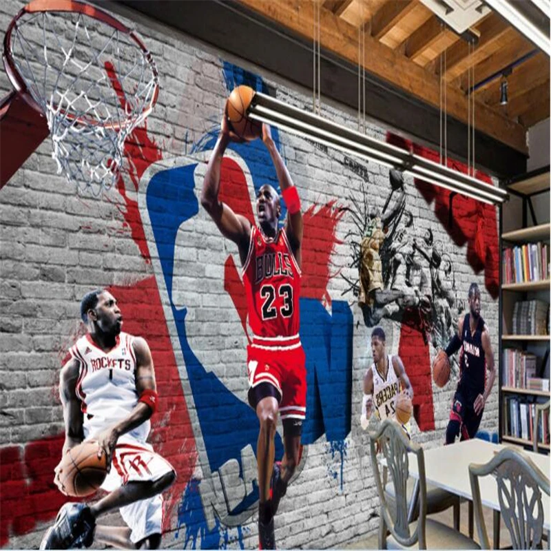 Personalizado famoso basquete estrelas jogar basquete papel de parede 3d  fãs quarto mural papéis decoração da sua casa 3d - AliExpress