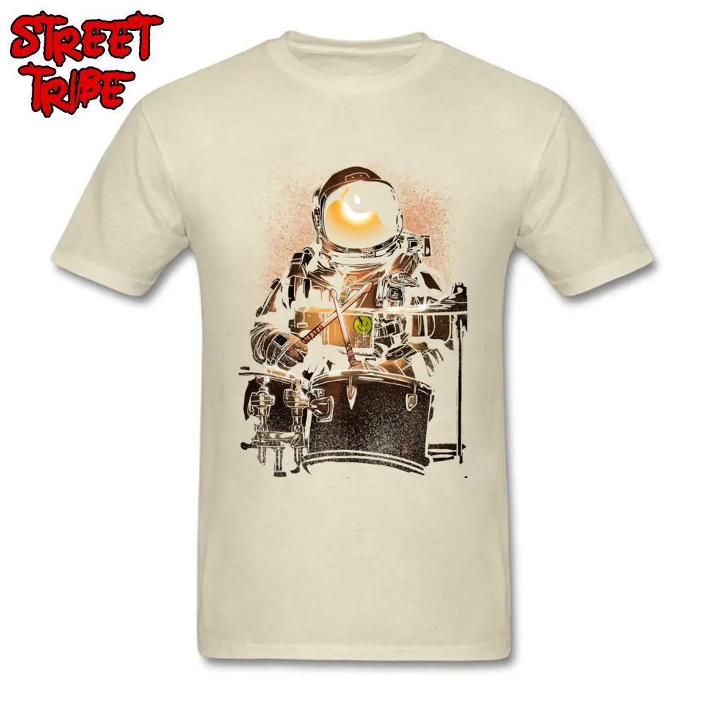 Men's New Coming comfortable Tops Shirt O Neck Summer Fall Cotton T Shirts cosie Short Sleeve astronaut space drummer Tee-Shirts astronaut space drummer beige
