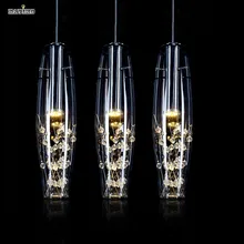 Modern Stainless Steel Fixture led Lights Creative Restaurant Crystal Pendant Lamp For Dining Room Lustres De Teto Luminaire