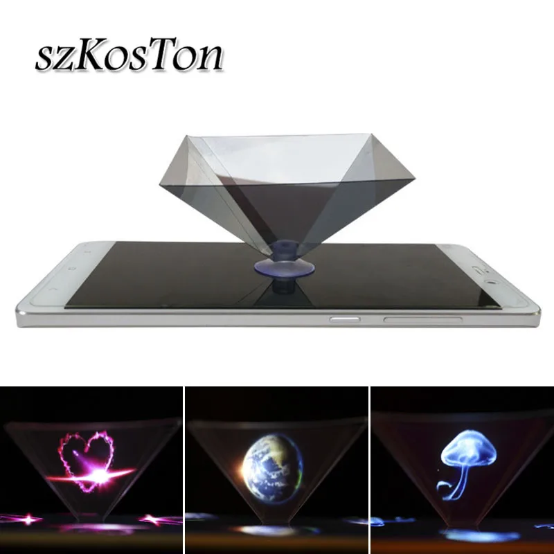 Hot Sale 3D Hologram Display Stand Projector Pyramid Hologram Display Luxury Showcase For 3.5 to 6.5 inch Mobile Phone Tablet