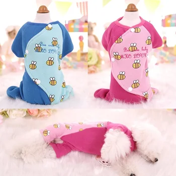 

Dog Pet Jumpsuit Cartoon Bee Print Girl Fully Belly Closure Dog Outfit Spring Clothes for Teddy Chihuahua XS S M L XL