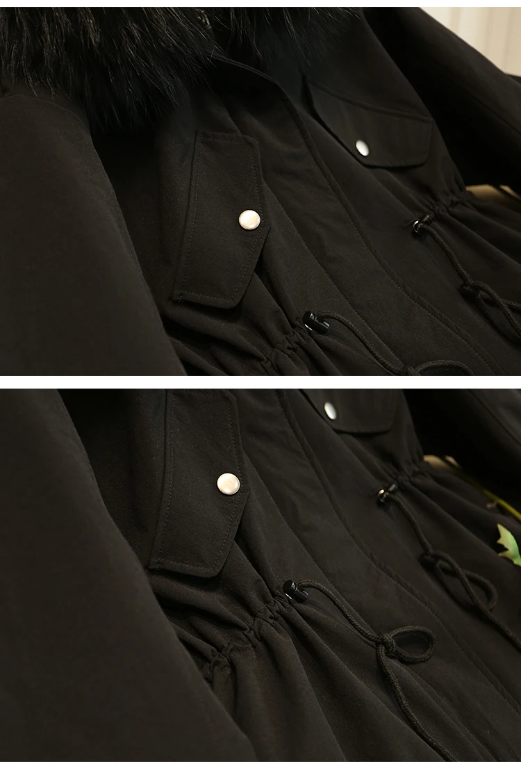 AYUNSUE Новая мода осень зима стеганая куртка женщин черный теплый длинный пуховик с капюшоном хлопковое Стеганое пальто Abrigos Mujer LX2133