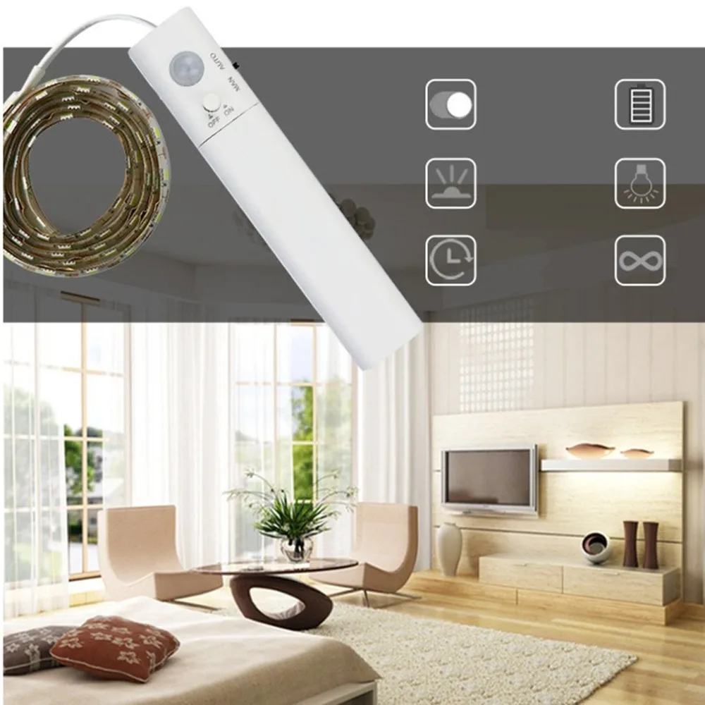 

Christmas Style Wireless Motion Sensor LED Strip Lamp Battery Operated Home Night Light for Cabinet Closet Wardrobe Stairs