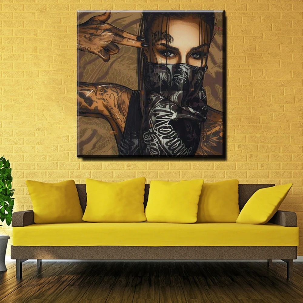 Картина написанная в стиле модерн Улица Граффити Арт девушка портрет со слезами на холсте маслом для домашнего декора и стены искусства плакат