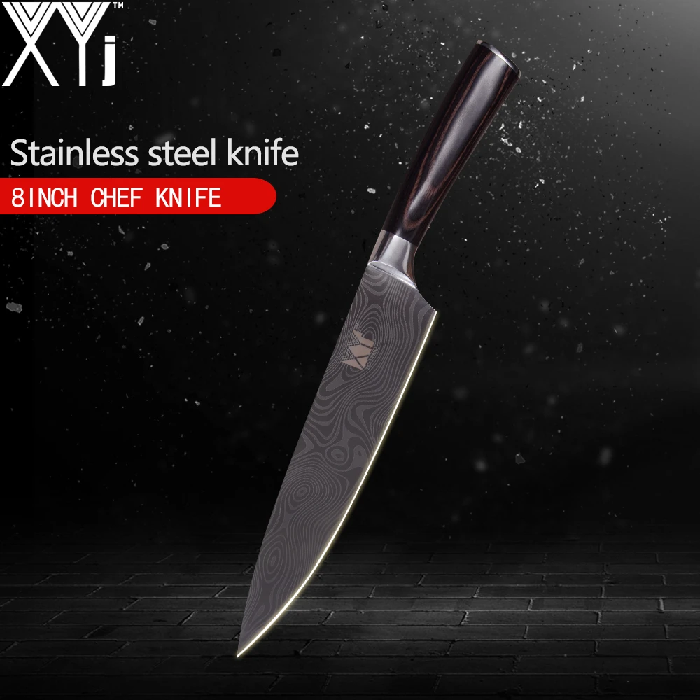 

XYj Single Stainless Steel Kitchen Knife 3.5" 5" 5" 7" 8" 8" Non-stick Blade Color Wood Handle Chinese Handmade Kitchen Tools