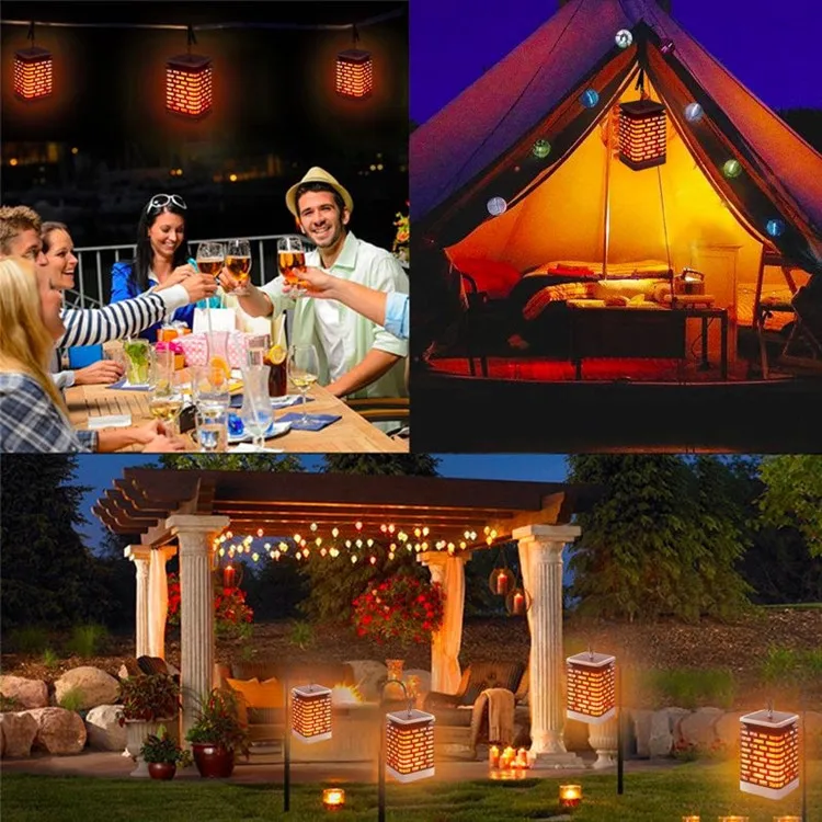 Lâmpada ao ar Ip65 à Prova Nova Solar Vela Chama Livre Dwaterproof Água Preto ou Cinza ww - Azul Roxo Verde Lanterna Jardim Gramado Decoração Luzes Led 14 Lâmpadas solares