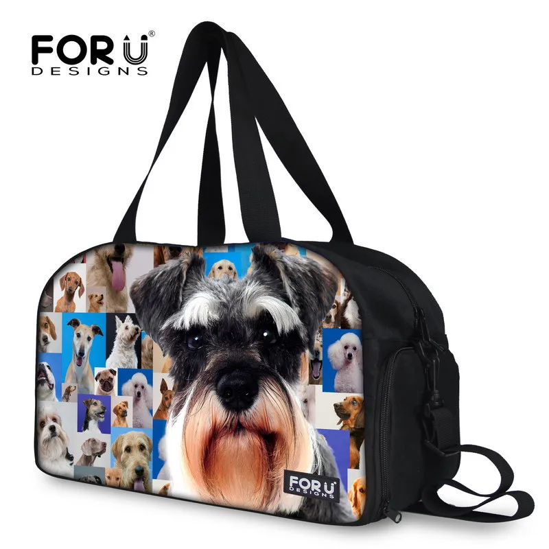FORUDESIGNS Fashion Luggage Bag for Women Men Multi Pocket Dog Print Travel Bags Student Weekend