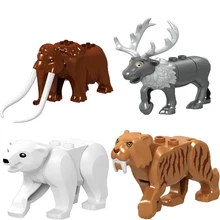 Один животных большой белый медведь Виктора зеленый Лось фигура слона строительные блоки Дети DIY подарки игрушки для детей