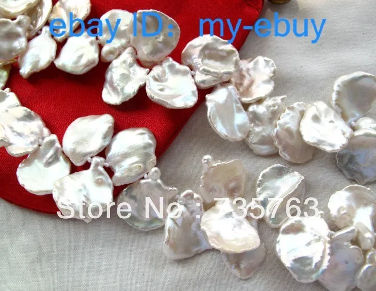 

xiuli 00160 20mm White Reborn Keshi Keishi Large Petal Pearl Necklace