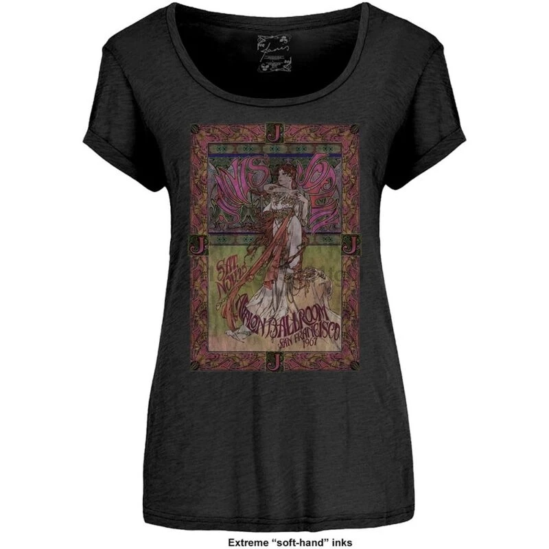 

Small Grey Janis Joplin Avalon Ballroom '67 Ladies Fashion T-shirt. - Rockoff 5055979991908