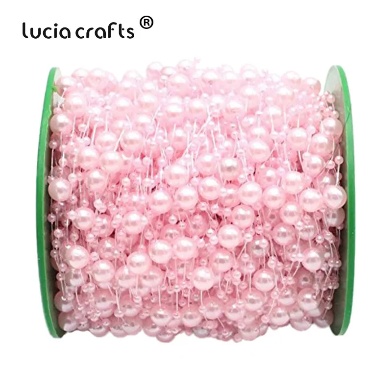 Lucia crafts 60 м/рулон смешанный 3/8 мм искусственный цепочка с жемчужными бусинами гирлянды искусственные цветы для свадьбы свадебный букет цветы C0613 - Цвет: C5 Pink