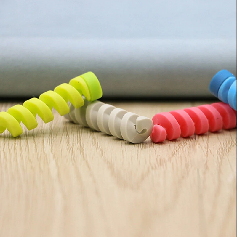 

4Pc Cable Protector Winder Data Line Case Rope Sleeves Spring Twine Protection