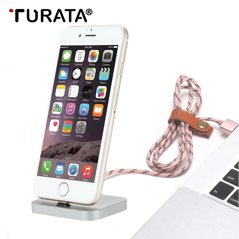 TURATA Metal Charging Base Dock Station Cradle Desktop Docking Charger For Apple iPhone X 7 8 5 SE 5S 6 6S Plus | Мобильные телефоны