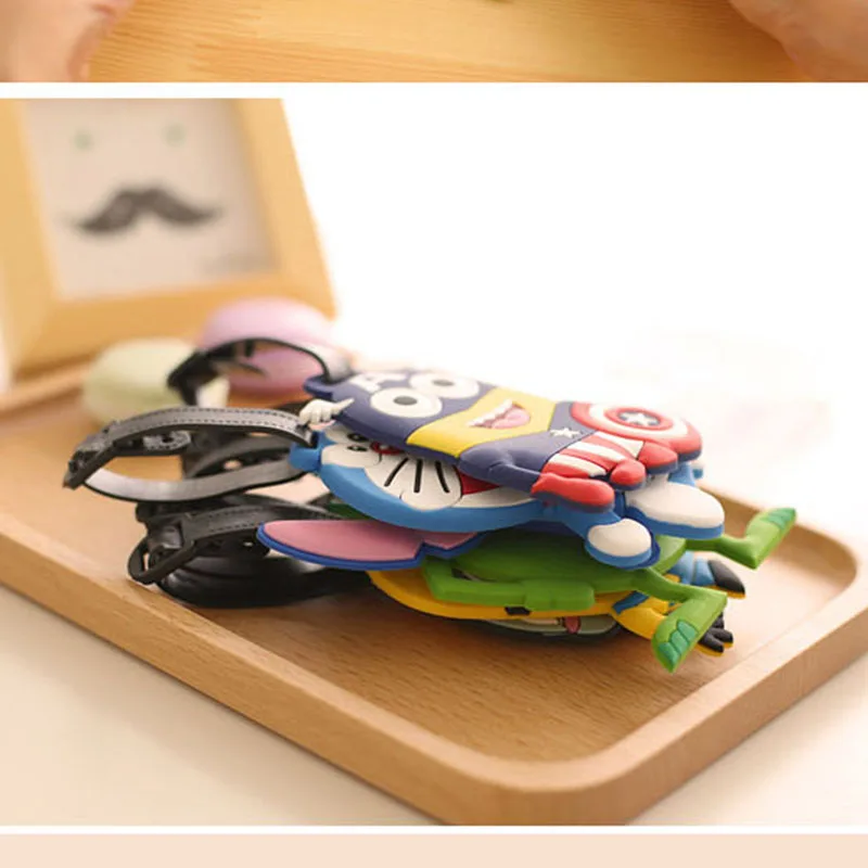 YIYOHI Cute Travel Accessories Luggage Tag Suitcase Cartoon Style Cute Minions Cat Fashion Silicon Portable Travel Label