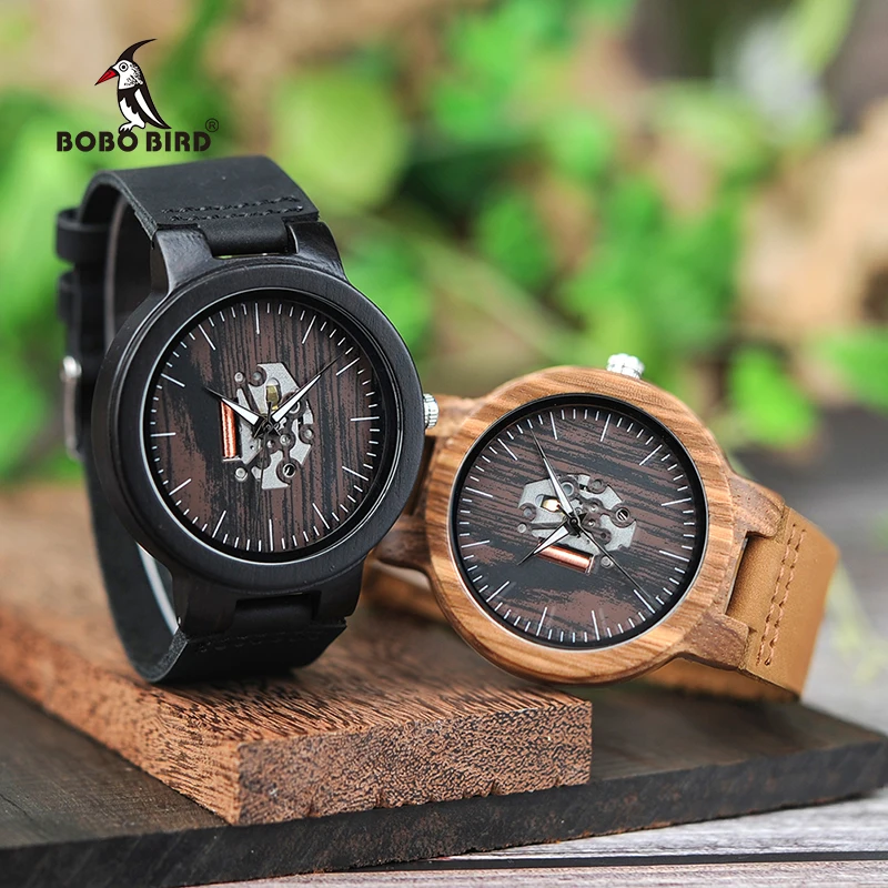 Relogio masculino Watch Men BOBO BIRD Unique Wood Quartz Wrstwatches Male Top Brand Design Elegant with Leather Bands