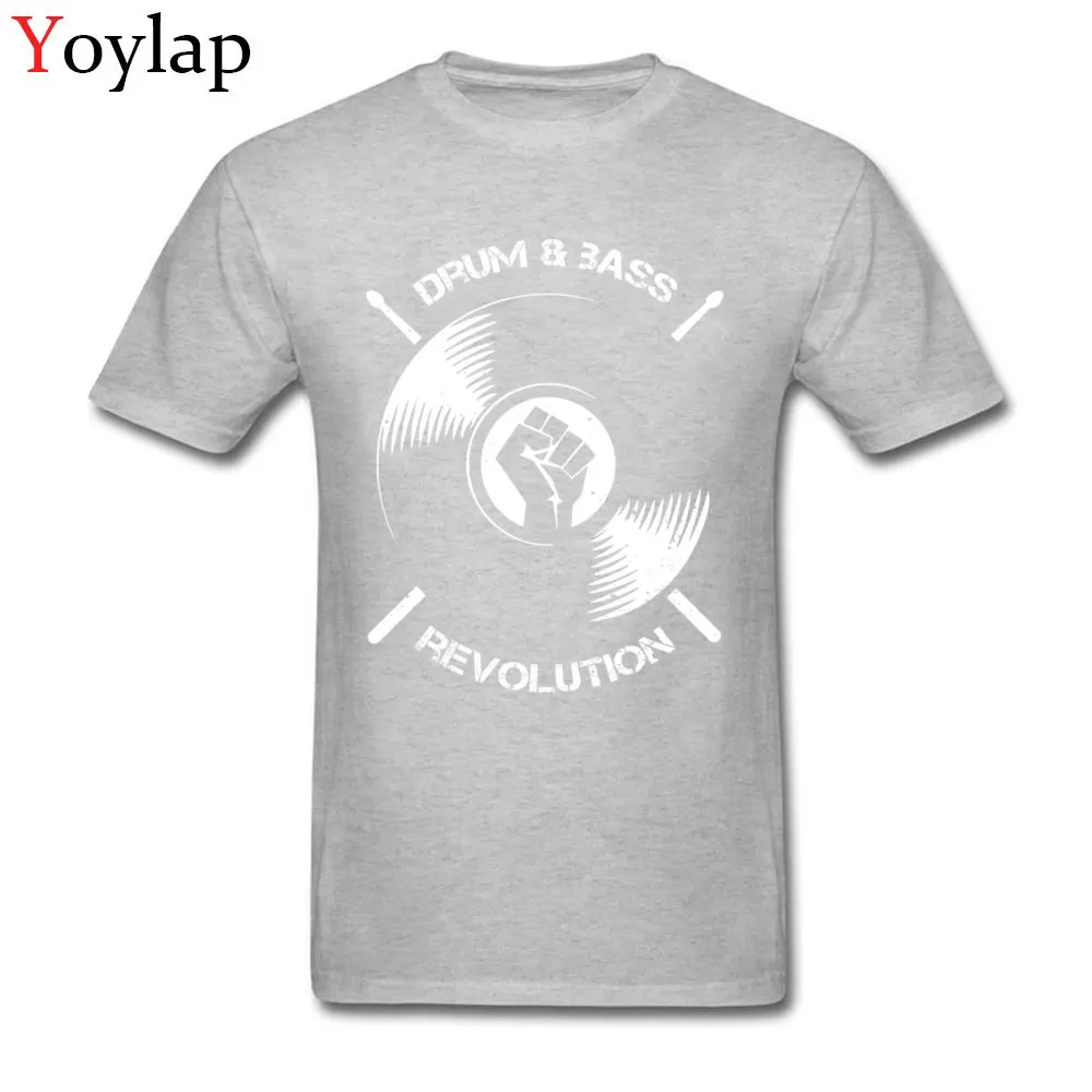Casual Tops Shirt for Adult Slim Fit Fall O Neck Cotton Fabric Short Sleeve T-Shirt Drum And Bass Revolution Casual Tee Shirt grey