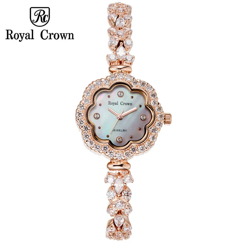 Shell de Luxo Real para Mulheres Pulseira de Presente de Aniversário da Menina Strass Girassol Relógio Coroa Horas Fina Moda Vestido 3816