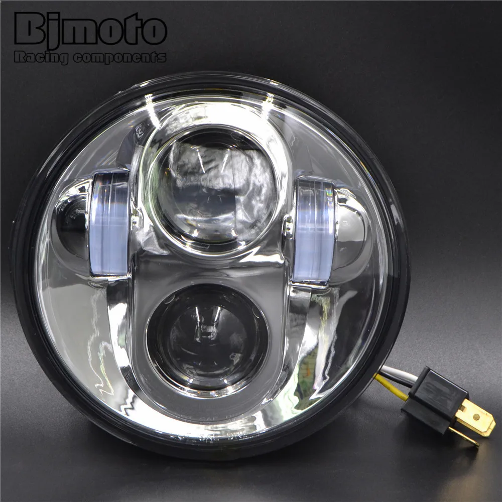 

BJMOTO Motorcycle Headlight Led Headlights Fit 5.75" H4 Headlamp With Angel Eye Car Led light For Harley Motorbikes