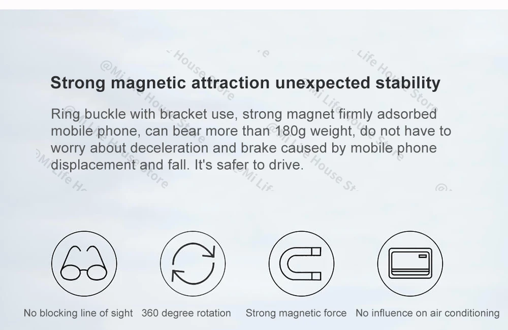 Xiaomi Mi Автомобильный держатель для телефона, набор колец для мобильного телефона, кронштейн для навигации, магнитные присоски, вращение на 360 градусов