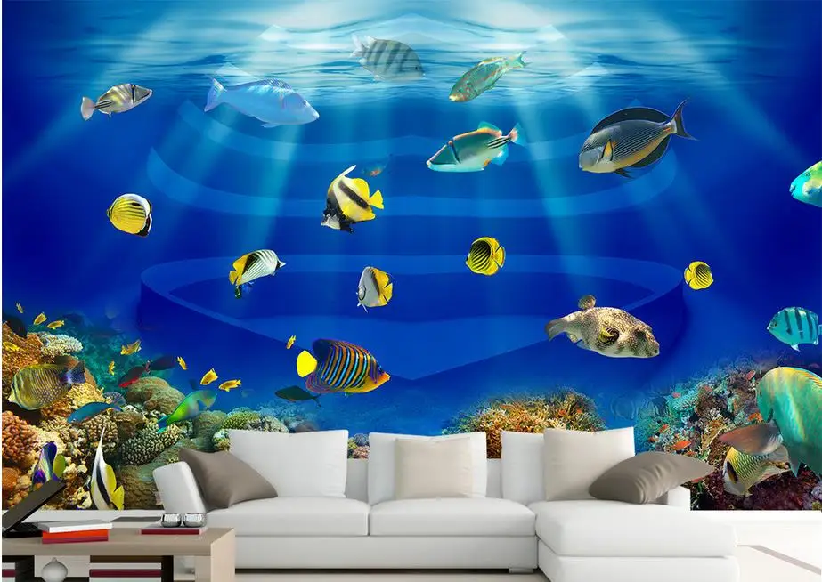 現代壁壁画カスタマイズされたpapelデparede行うデスクトップ熱帯魚水槽のための壁紙リビングルーム3d Wallpapers Wallpapers For Living Room Tank Wallpapermodern Wall Mural Aliexpress
