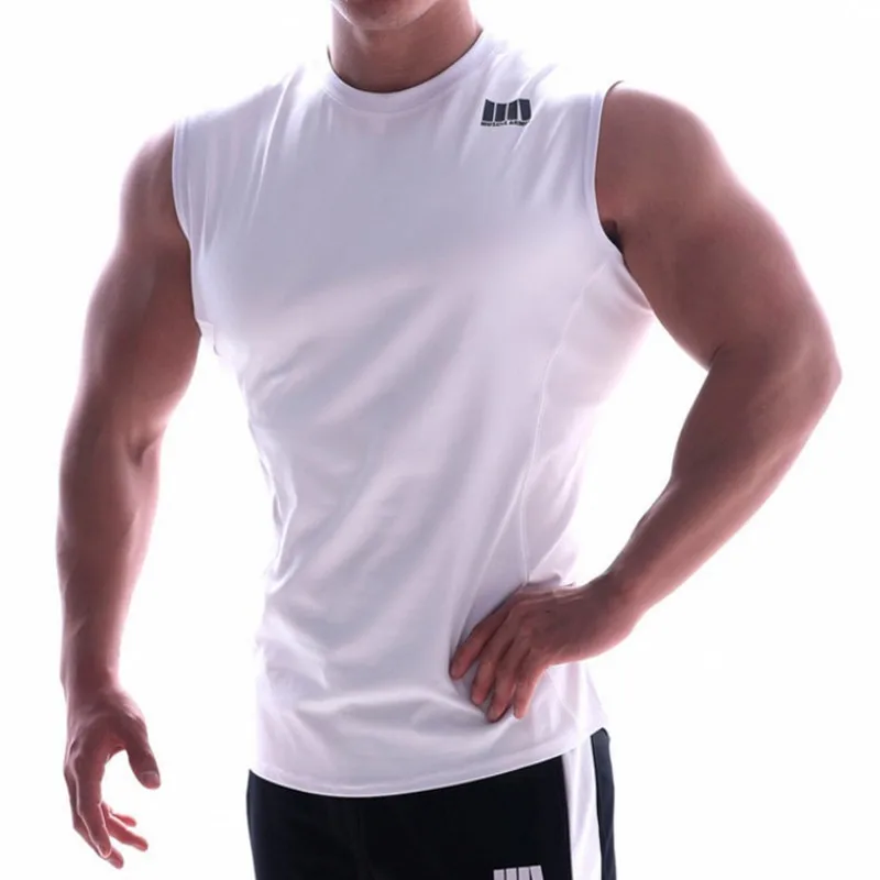 

Gyms Bodybuilding Men Tank Top Splice Workout Brand Clothing Print Fitness Vest Stringer Sportswear Undershirt Tops High Quality