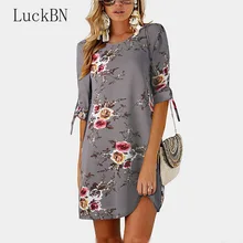 Новое поступление, летнее женское платье размера плюс 5XL, повседневное прямое платье с цветочным принтом, Короткие вечерние платья большого размера