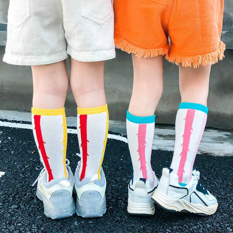 

Striped Socks Kids Knee High Socks Baby Girls Ins Fluorescent Mesh Cotton Children Socks Calcetines Meias Infantil Boys Socks