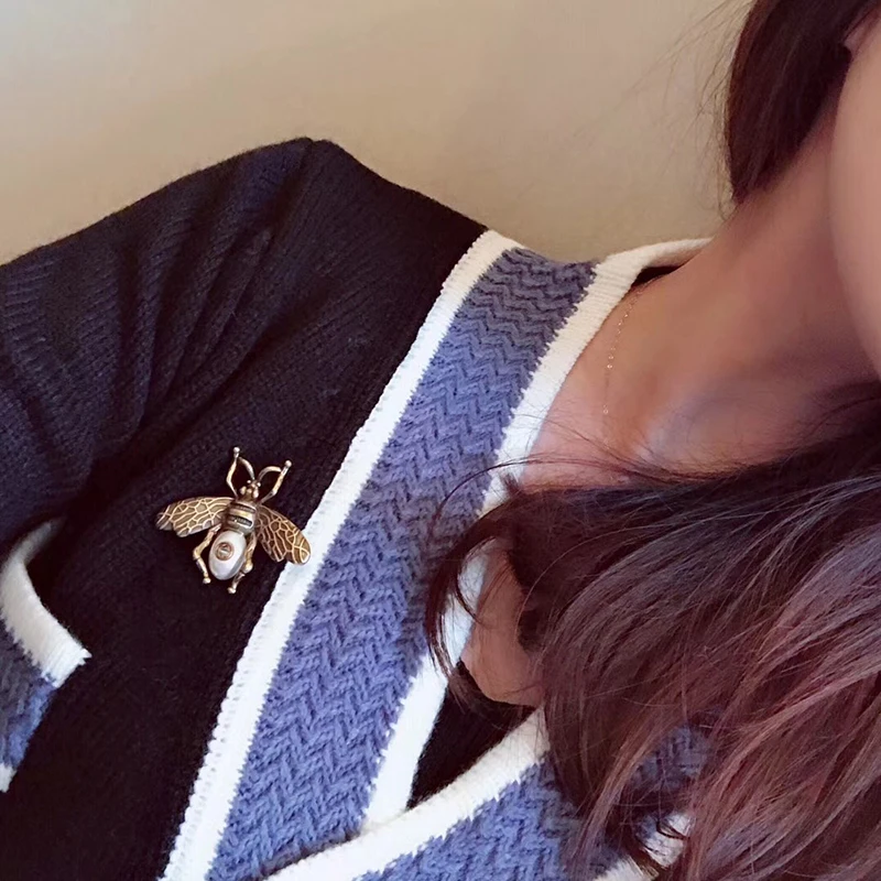

Brand Vintage Party Jewelry For Women Bee Brooch jewelry Big Bee Pearl Brooches Big Wing Famous famous brand Jewelry