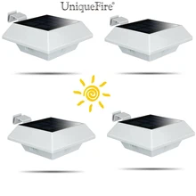 Uniquefire 4 Packs ! New version White Color Solar Powered 6 LEDs Outdoor Light For Garden Landscape Lawn Fence,Home,Gutter