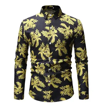 

Stylish Floral Print Shirt Men 2019 Spring New Long Sleeve Shirt Men Slim Fit Camisa Masculina Casual Party Social Shirt Male