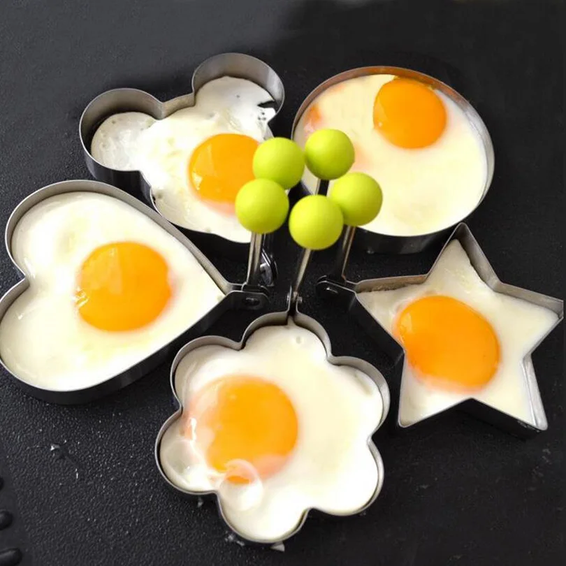 

Household Omelette Gadget Kitchen 5 Piece Egg Mould DIY Creative Omelette Bakeware Love Heart Stainless Steel Omelette Pancake