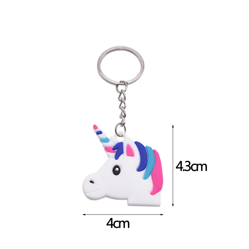 5Pcs Rainbow PVC Cute Animal Horse Unicorn Keychain Alloy Key Ring For Men Women Bag Phone Car Party Decoration Kids Favors - Цвет: B07