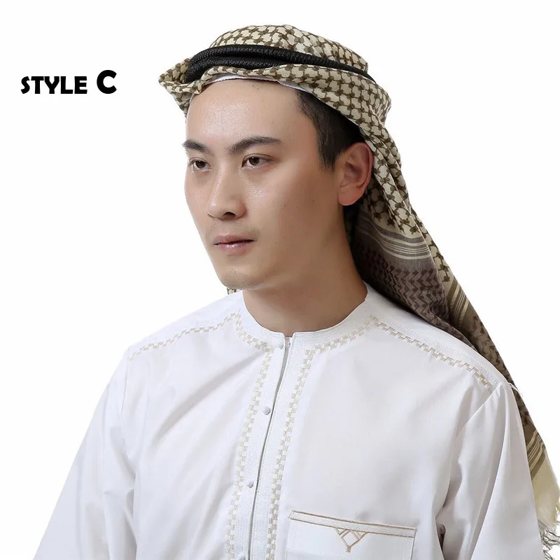 

6Style Good Quality Traditional Muslim Islamic Scarf Kerchief For Men Plaid Headwear Turban Hijabs Dubai Arabic Ramadan Pray Cap