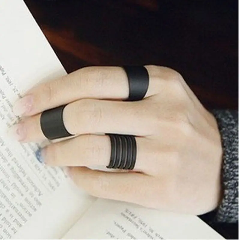 

3 pcs / set Women's Ring Set Black Stack Plain Above Knuckle Band Midi Ring Favorite bague femme