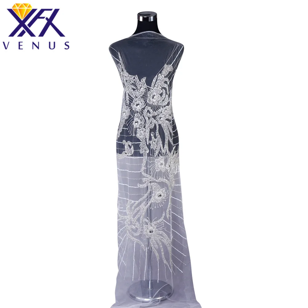 

XFX VENUS Pure Handmade Dress Applique Rhinestones Embroidery Patch Beaded Applique Beads Fabric Patch DIY Handcraft Apparel