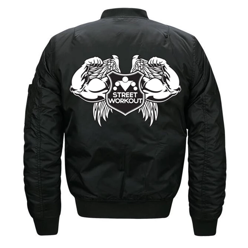 Мужская уличная куртка бомбер с принтом весна 2018|pilot coat|jacket bomberbomber black |