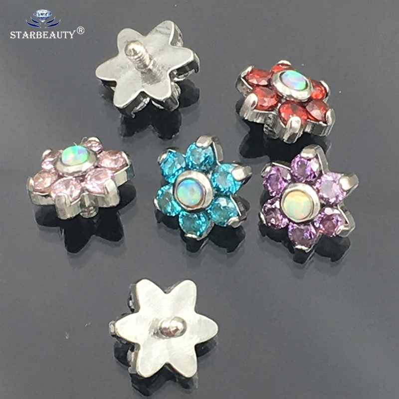 Титановый и Опаловый камень G23 1 шт.|g23 titanium|body jewelrydermal anchor |