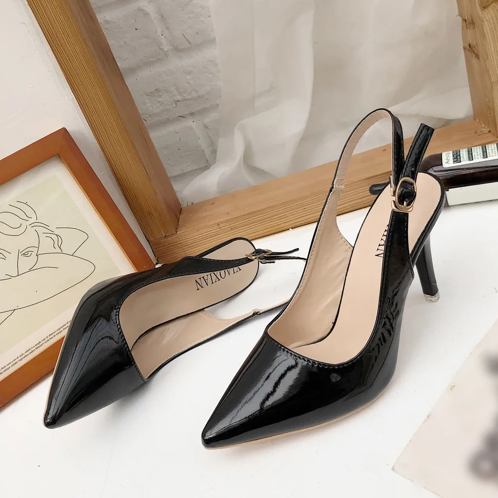 SAGACE; женские кожаные сандалии на высоком каблуке с острым носком и пряжкой в римском стиле; пикантная Офисная Женская обувь высокого качества