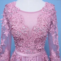 2021 Evening Dresses 3/4 Sleeves Appliques  Formal Gown Long Evening Party Dress vestido de festa 6