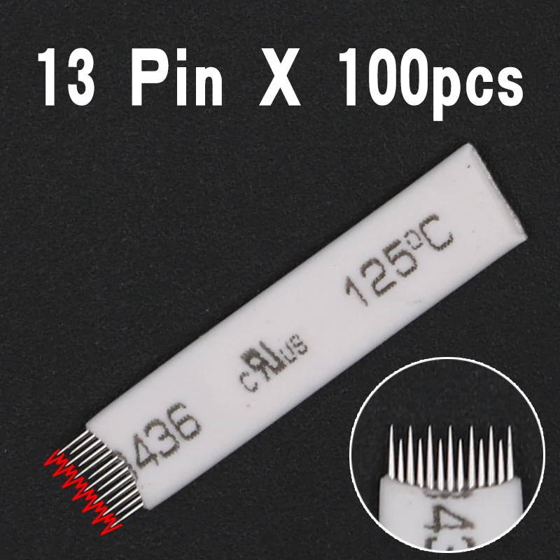 100PCS 13-Pin Permanent Makeup Manual Eyebrow Tattoo Needles Blade For Microblading Pen | Красота и здоровье