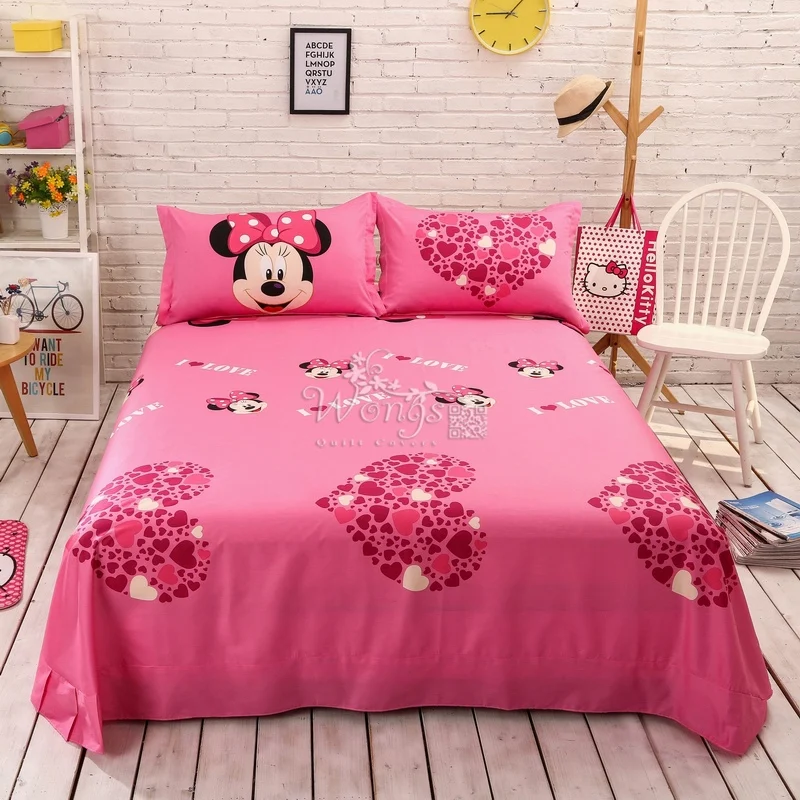 Us 82 99 17 Off 100 Cotton Lovely Disney Cartoon Mickey Minnie Mouse Bedding Set For Adult Kids 4pcs Bed Linen Include Quilt Cover Sheet In