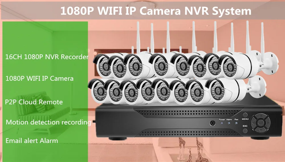 16ch wireless security IP cameras 