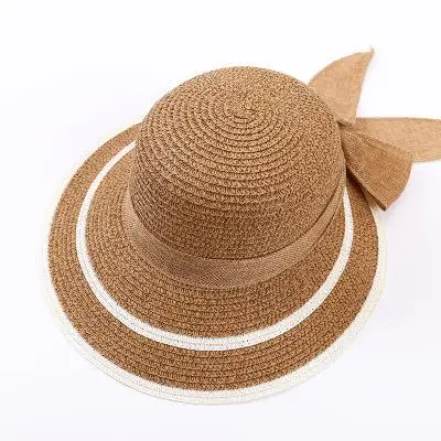 Новые горячие летние женские широкие поля, из соломы пляжные шляпы шляпа от солнца с бантом кепки s тени пляжная Спортивная Кепка - Цвет: 10