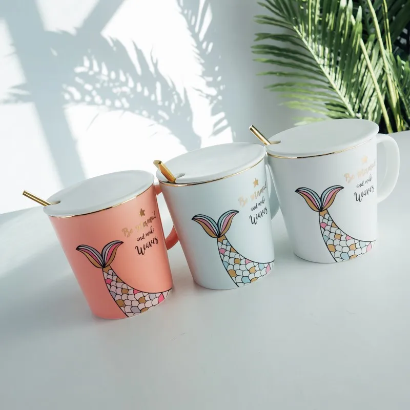 

Mermaid Tail Mug Nordic Style Coffee Mugs Ceramic Cups with handle water bottle Best Girl Friend Birthday Gifts
