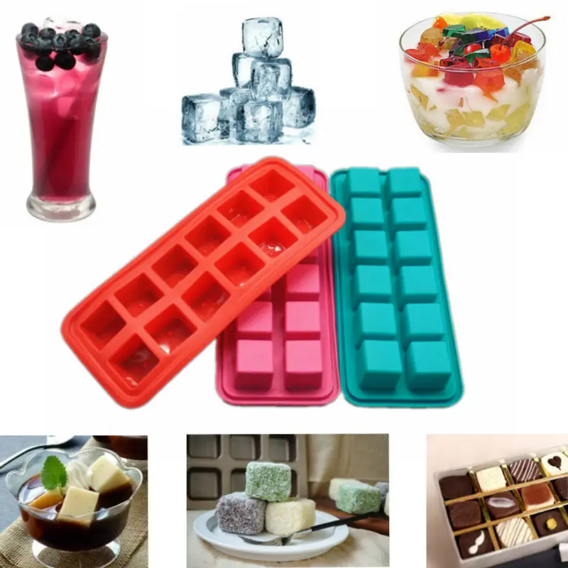 

3pcs\lot Silicone Ice Model 12 Small Squares Ice Cube Kitchenware Bakeware Tools Pastray Cookie Chocolate Cake Jelly Tool